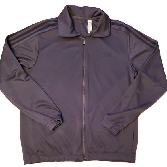 adidas Track Jacket Mens XL 3 Stripe Trefoil Full Zip Unlined Pockets Blue-Gray - Picture 1 of 13